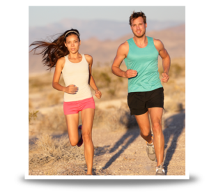 Couple running together in dessert