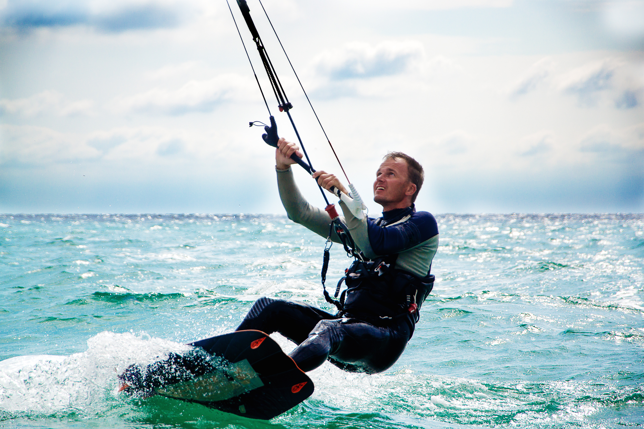Kitesurfer in Black Sea, Crimea Parasailor