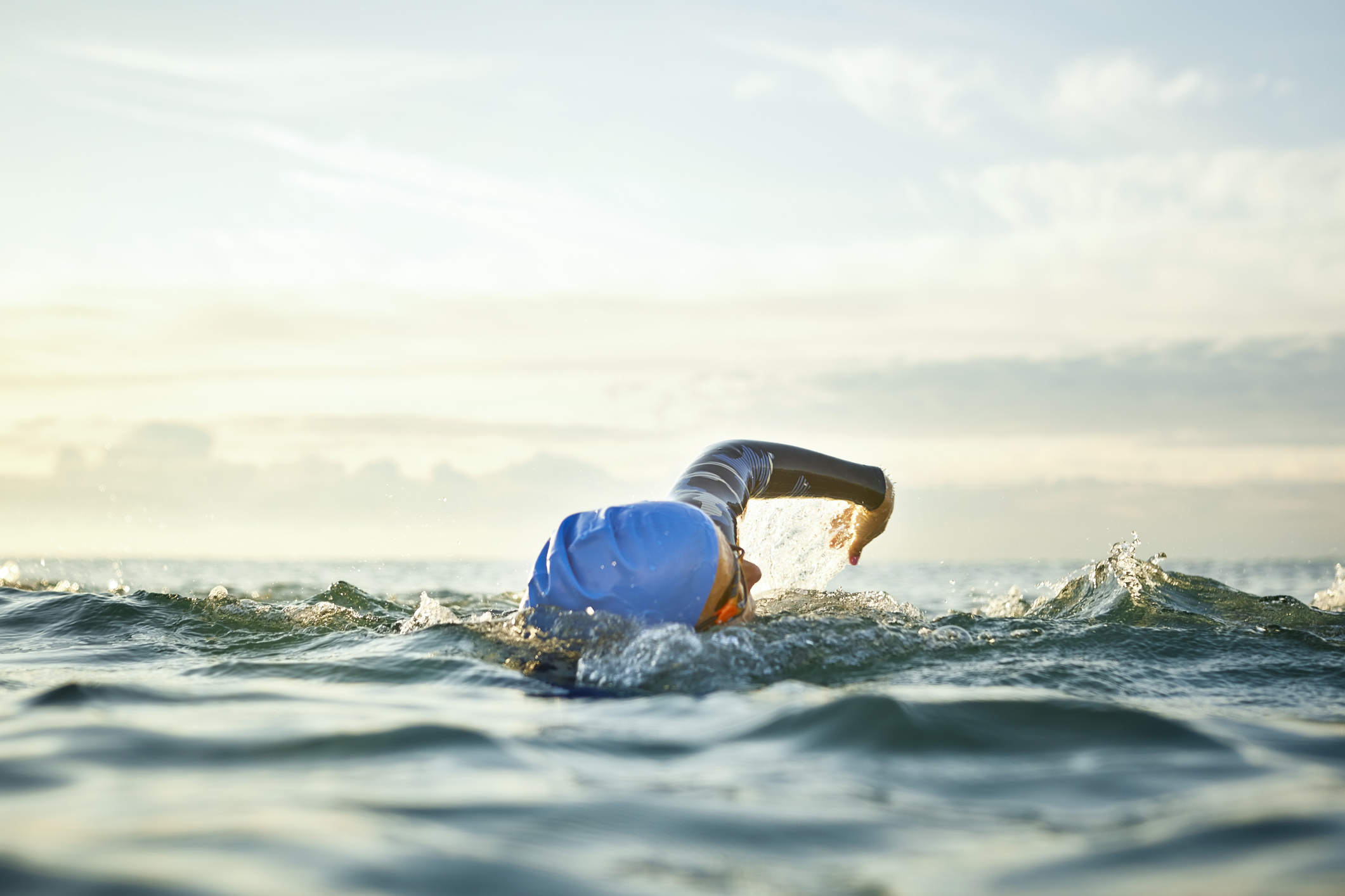 Determined woman swimming in sea Swimmer in the Sea
